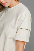 Umgee Rinse Washed Raglan Top in Oak