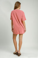 Umgee Rinse Washed Raglan Top in Antique Rose