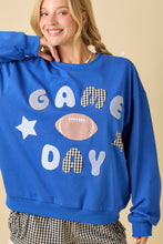 Load image into Gallery viewer, Main Strip Game Day Patchwork Top in Royal Blue
