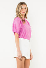 Load image into Gallery viewer, THML Solid Color Crinkle Fabric Top in Pink
