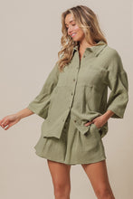 Load image into Gallery viewer, BiBi Crinkle Gauze Shirt And Short Set in Sage
