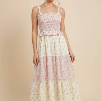 J.nna Ditsy Floral Print Maxi Dress in Lavender Multi