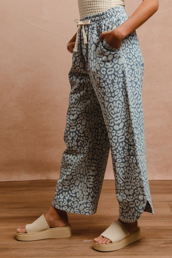 BiBi Animal Print Pattern Pants in Leopard Denim