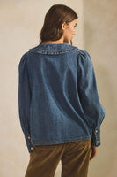 LovLov Vintage Washed Denim Top in Denim Blue
