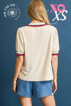 Load image into Gallery viewer, Umgee Ruffle Trim Polo Tee in Ecru
