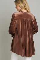 Umgee Beaded Velvet Tunic Top in Brown