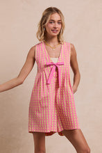 Load image into Gallery viewer, BiBi Contrasting Color Gingham Print Romper in Pink
