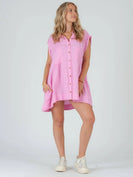 Lucca Couture GABRIELA Button Down Tunic Top in Pink Shirts & Tops Lucca Couture   