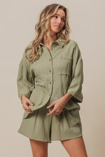 Load image into Gallery viewer, BiBi Crinkle Gauze Shirt And Short Set in Sage
