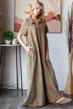 Load image into Gallery viewer, Oli &amp; Hali Mixed Print Reversible Jumpsuit in Teal Rust
