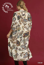 Load image into Gallery viewer, Umgee Boho Paisley Print Midi Dress in Cream
