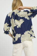 Load image into Gallery viewer, Umgee Bold Peony Floral Print Top in Navy
