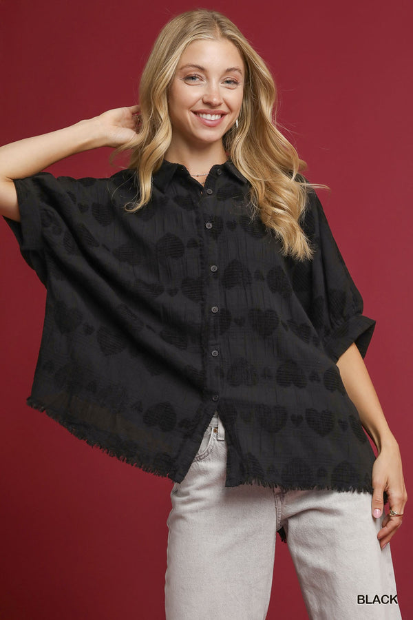 Tunique UMGEE Pour Femme, Taille S, Noir à Dos Fleuri - Manches Courtes, Bohème Chic