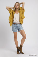 Load image into Gallery viewer, Umgee Jacquard Heart Collared Top in Golden Kiwi
