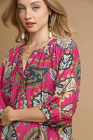 Umgee Boho Paisley Print Top in Pink
