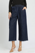 Load image into Gallery viewer, Umgee Fringe Hem Denim Pants in Dark Denim
