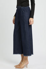 Load image into Gallery viewer, Umgee Fringe Hem Denim Pants in Dark Denim
