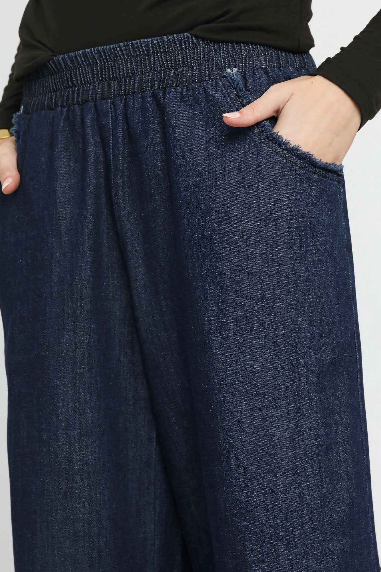 Umgee Fringe Hem Denim Pants in Dark Denim – June Adel