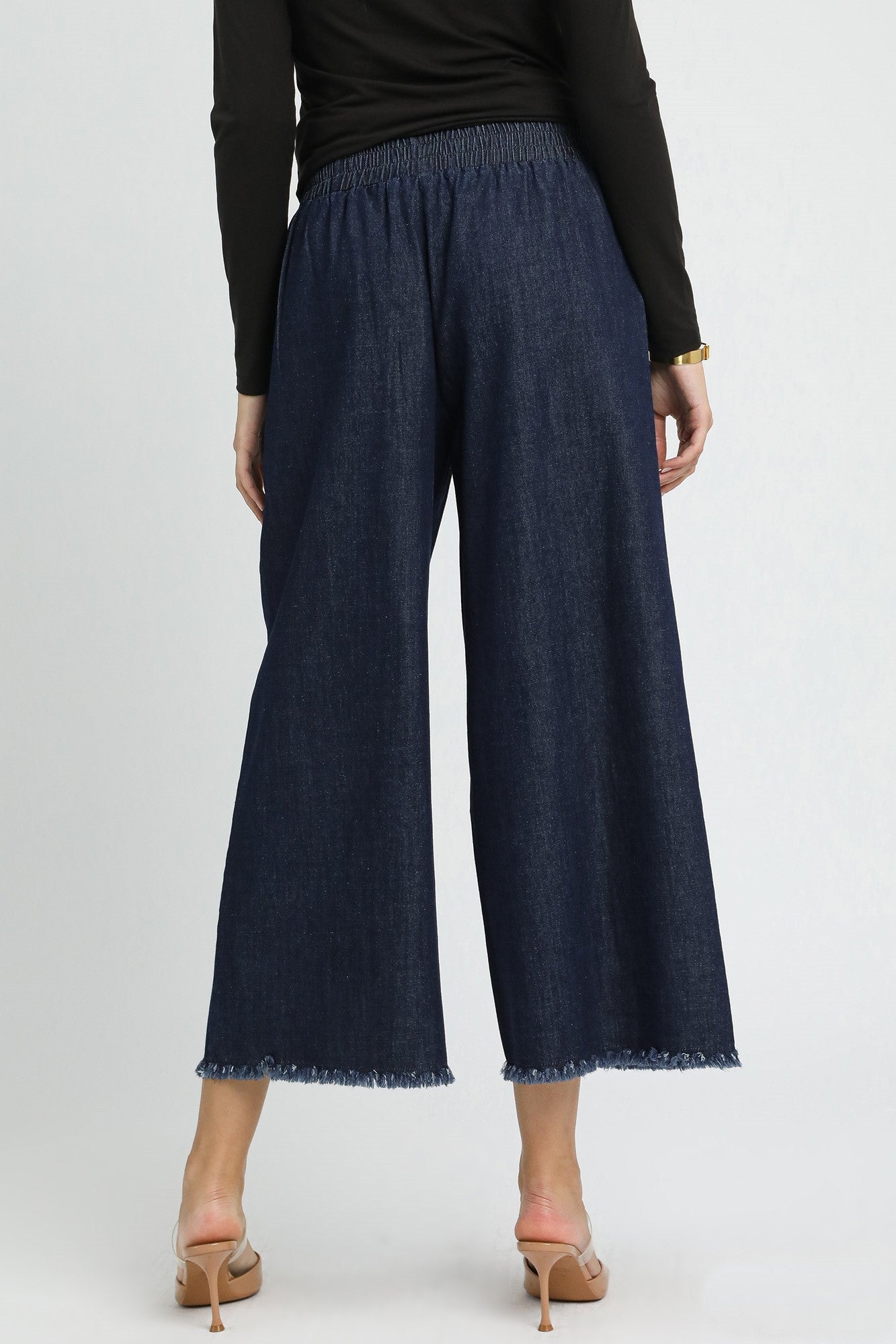 Umgee Fringe Hem Denim Pants in Dark Denim – June Adel