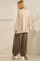 Sage+Fig Studded Heart Patched Top in Gray