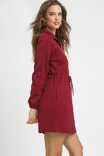 Load image into Gallery viewer, Umgee Cable Knit Mini Dress in Burgundy
