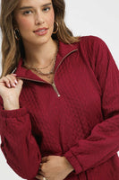 Umgee Cable Knit Mini Dress in Burgundy