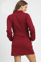 Umgee Cable Knit Mini Dress in Burgundy