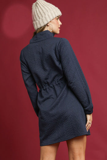 Umgee Cable Knit Mini Dress in Midnight