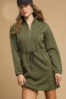 Umgee Cable Knit Mini Dress in Olive