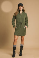 Umgee Cable Knit Mini Dress in Olive