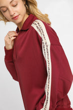 Load image into Gallery viewer, Umgee Luxeknit Pullover Top with Contrasting Leopard Print in Mahogany
