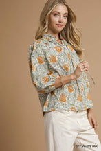 Load image into Gallery viewer, Umgee Abstract Print Puff Sleeve Blouse in Off White Mix
