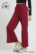 Load image into Gallery viewer, Umgee Cable Knit Textured Wide Leg Pants in Burgundy
