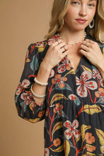 Load image into Gallery viewer, Umgee Tropical Floral Print Mini Dress in Black Mix
