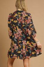 Load image into Gallery viewer, Umgee Tropical Floral Print Mini Dress in Black Mix
