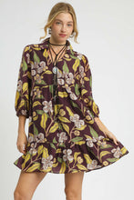 Load image into Gallery viewer, Umgee Tropical Floral Print Mini Dress in Brown Mix
