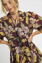 Load image into Gallery viewer, Umgee Tropical Floral Print Mini Dress in Brown Mix
