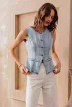Load image into Gallery viewer, So Me Slim Fit Button Front Vest in Denim
