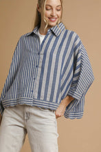 Load image into Gallery viewer, Umgee Mixed Stripe Button Down Top in Denim
