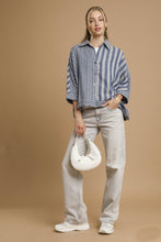 Load image into Gallery viewer, Umgee Mixed Stripe Button Down Top in Denim
