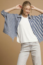 Load image into Gallery viewer, Umgee Mixed Stripe Button Down Top in Denim
