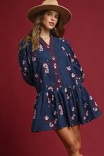 Load image into Gallery viewer, Umgee Floral Print Mini Dress in Midnight Mix
