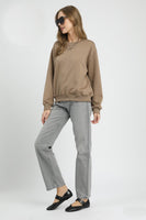 Umgee Cable Knit Pullover Top in Taupe