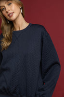 Umgee Cable Knit Pullover Top in Midnight