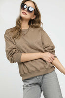 Umgee Cable Knit Pullover Top in Taupe