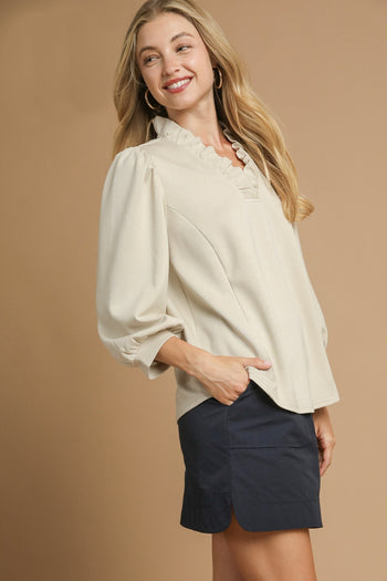 Umgee Luxeknit Solid Color Top in Ecru