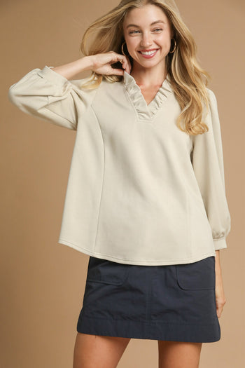 Umgee Luxeknit Solid Color Top in Ecru