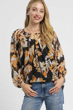 Load image into Gallery viewer, Umgee Mix Abstract Print Balloon Sleeve Blouse in Black Mix
