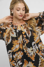 Load image into Gallery viewer, Umgee Mix Abstract Print Balloon Sleeve Blouse in Black Mix
