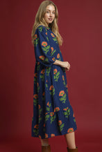Load image into Gallery viewer, Umgee Floral Print Tiered Maxi Dress in Navy Mix
